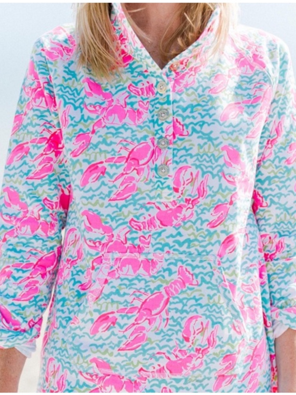 RARE PRINT Lilly Pulitzer Lobstah Roll Lobster Popover Size Small Pullover